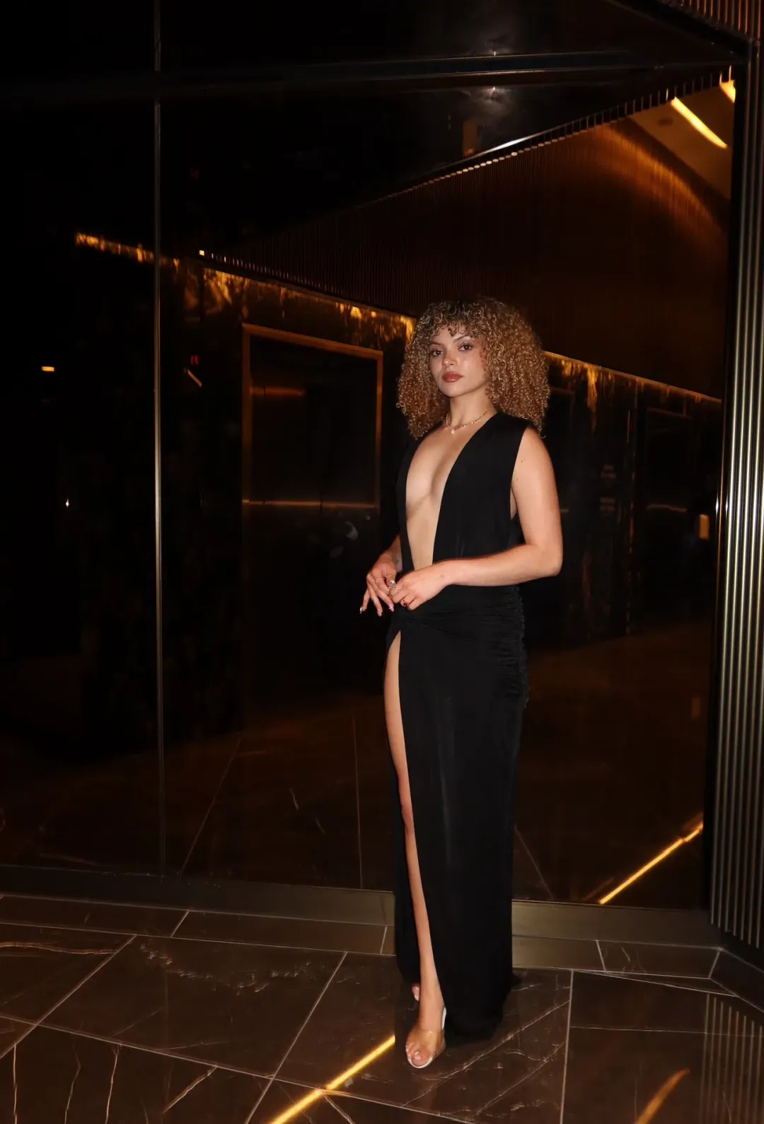 House of CB Larelle Plunge Maxi Dress Black Size 6 for rent on The Volte - main image