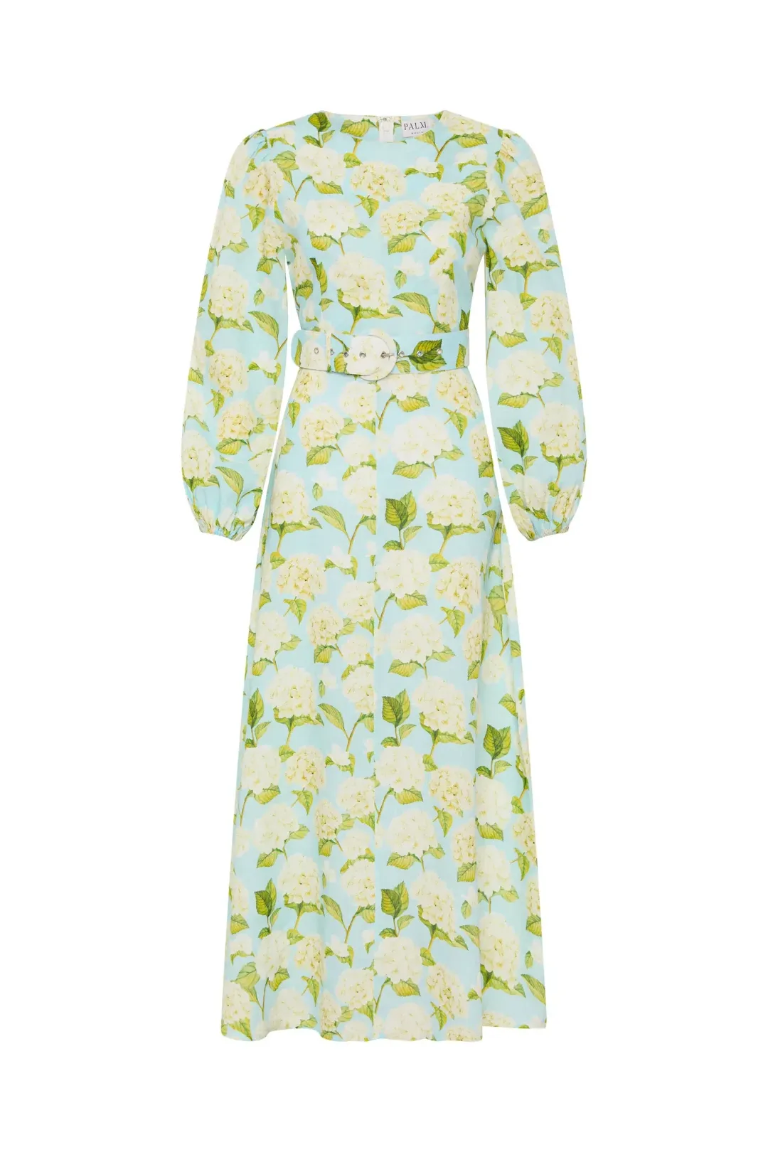 Palm Noosa Melrose Midi Dress Blue Hydrangea Floral Print Size 10 for rent on The Volte - main image