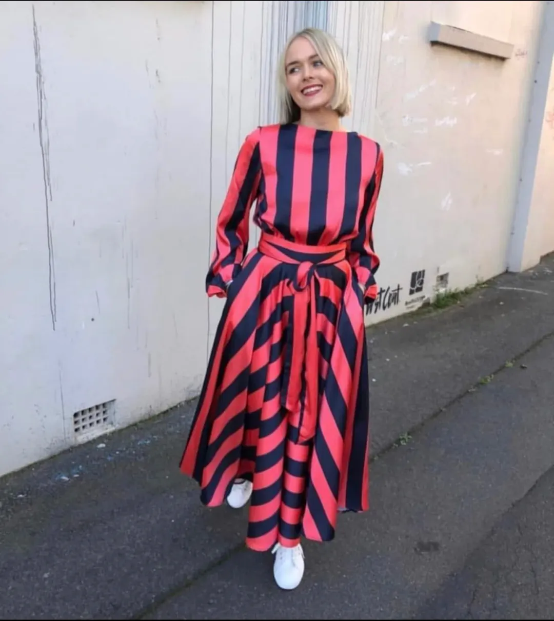 Binny Satin Dress Stripe Size AU 8   for rent on The Volte - main image