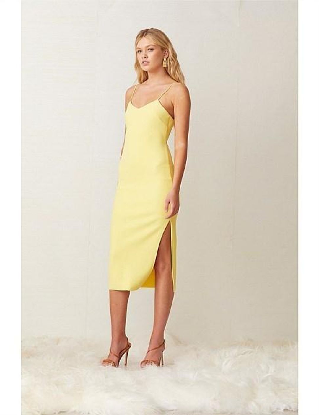 Bec & Bridge Gemma Midi Dress Yellow Size 10 for rent on The Volte - main image