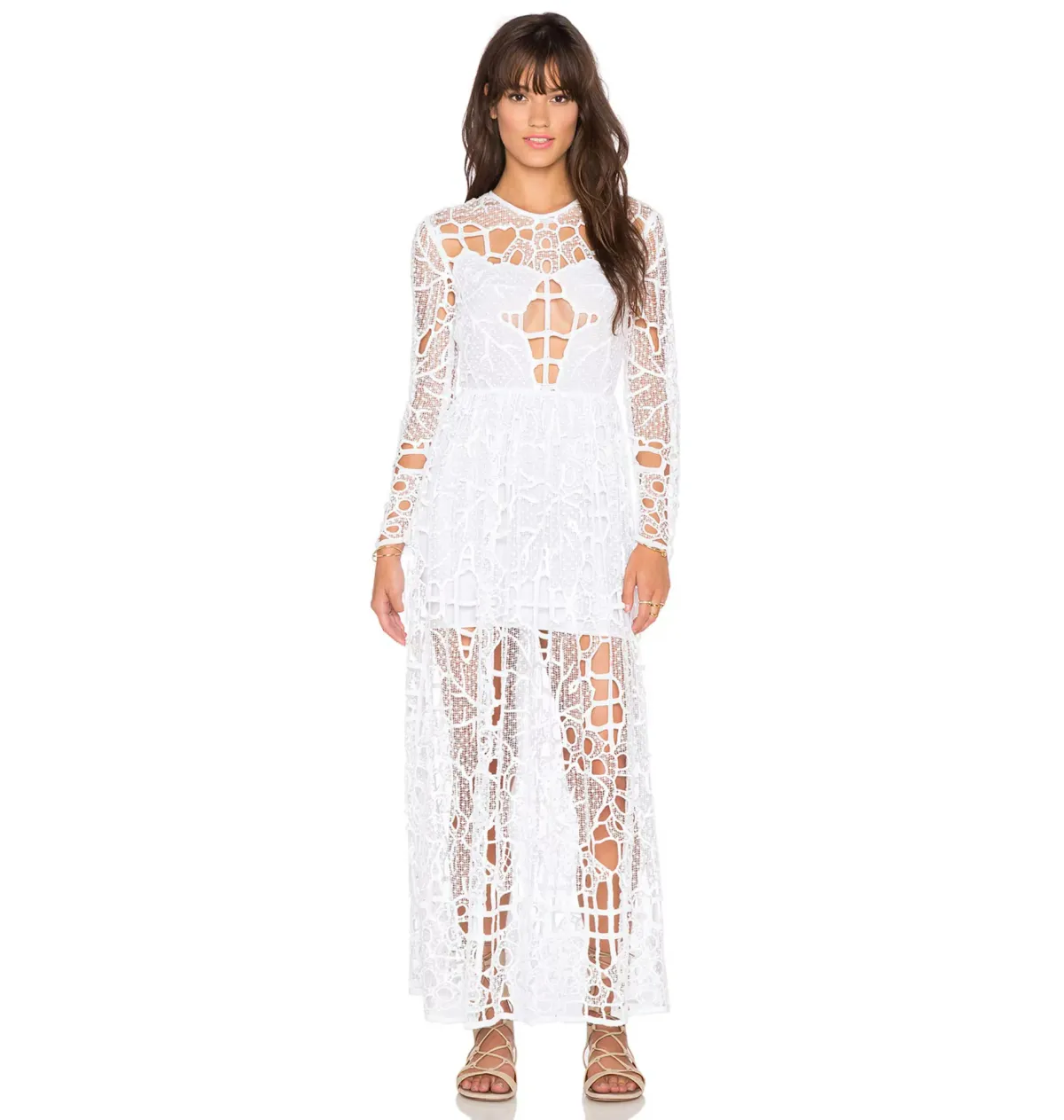 Alice McCall Burning Love Dress in White Leaf Size AU 8 for rent on The Volte - main image