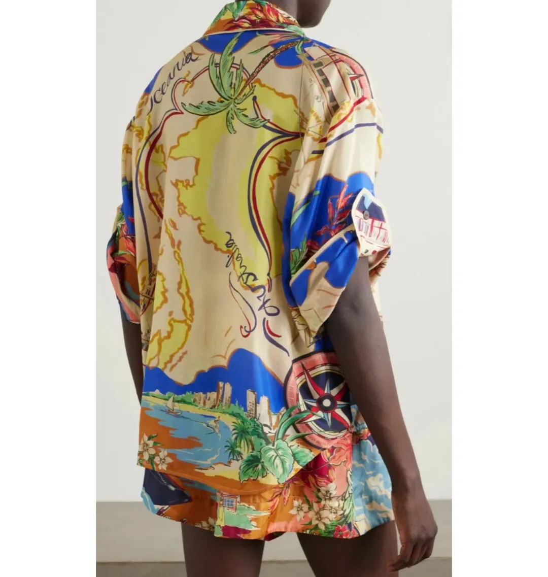 Zimmermann Alight Shorts And Shirt Set Natural Map Size 0 / AU 8  for rent on The Volte - main image