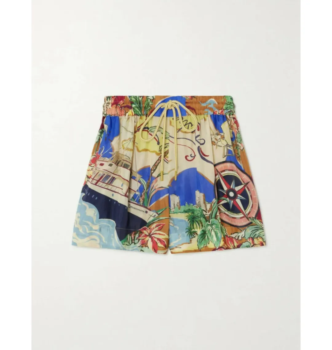 Zimmermann Alight Shorts And Shirt Set Natural Map Size 0 / AU 8  for rent on The Volte - main image