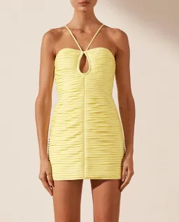 Shona Joy Thea Keyhole Mini Dress Limoncello Size 12 for rent on The Volte - image 2