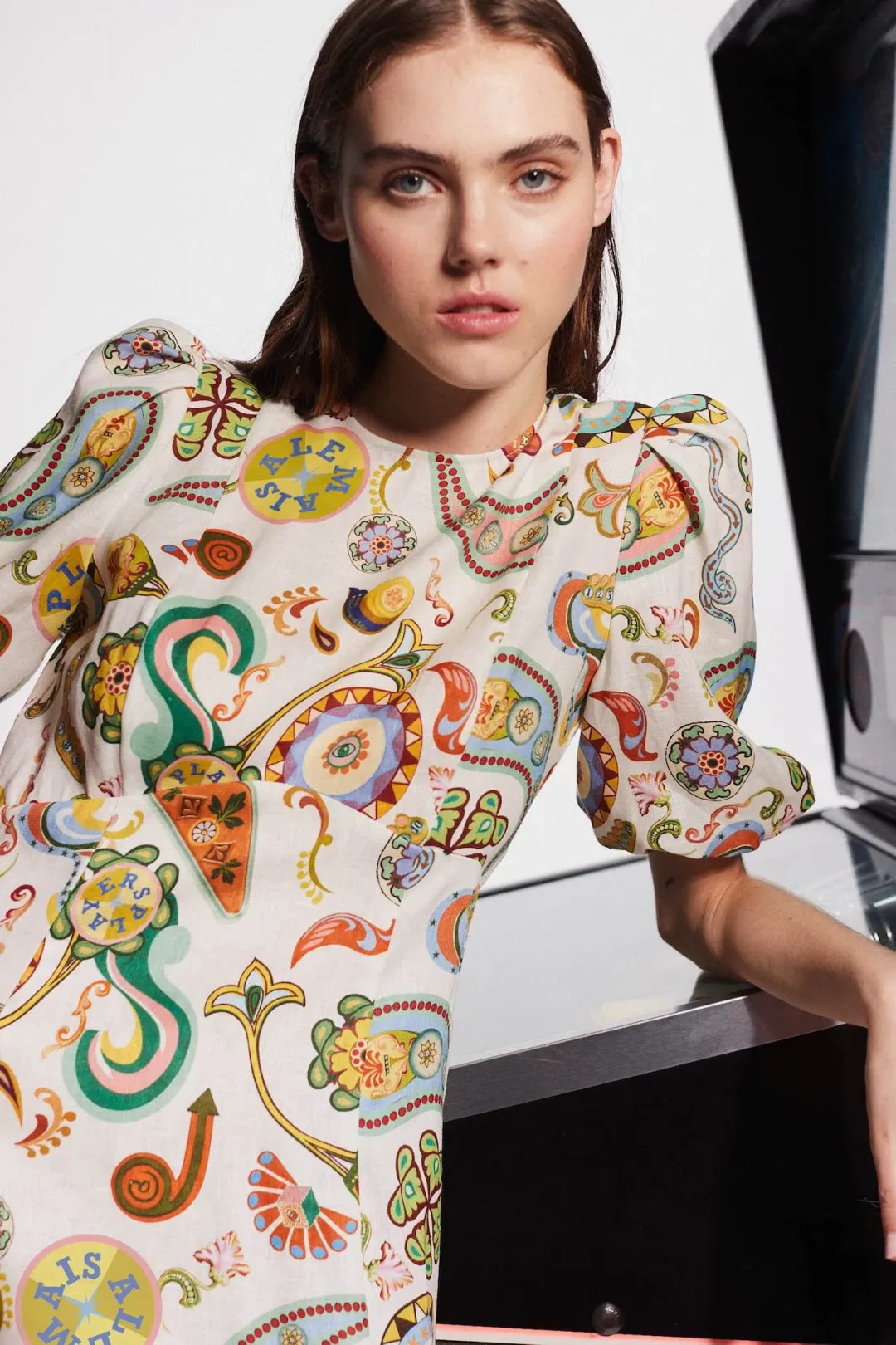 Alémais Arcade Midi Dress Multi Size 6 for rent on The Volte - main image