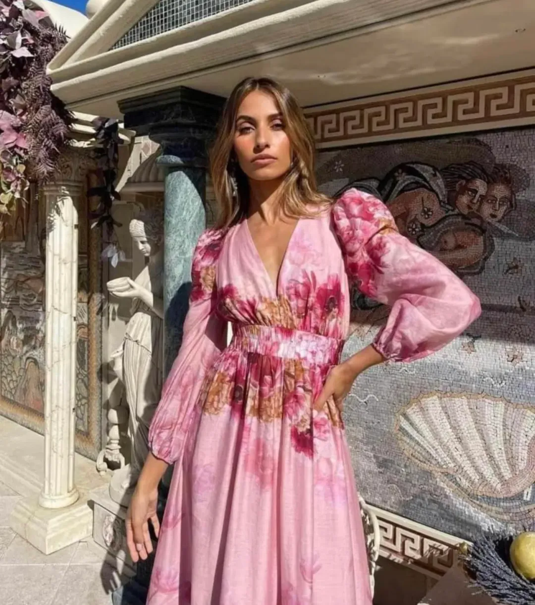 Sheike Swan Lake Maxi Dress Pink Floral  Size 16 for rent on The Volte - main image