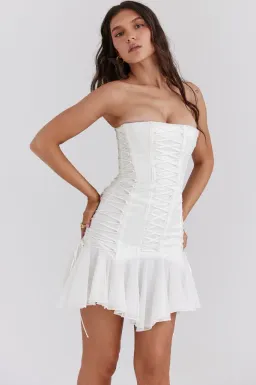 House Of CB Sirena Lace Up Mini Dress White Size S / 8 for rent on The Volte - image 3