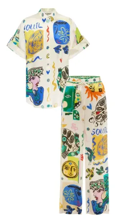 Alemais Soleil Silk Shirt And Pants Set Print Size 10 shirt size 8 pants for rent on The Volte - image 2