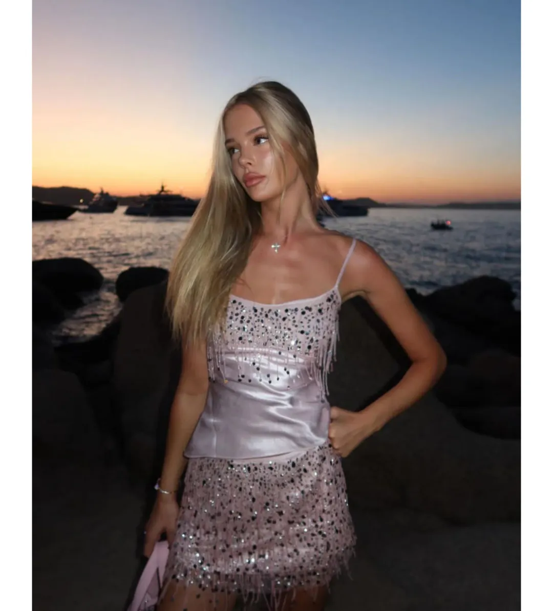 Asta Resort Yasmin Handbeaded Set Blush Size 8 for rent on The Volte - main image