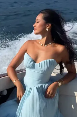 House Of CB Marcella Pleated Maxi Dress Ocean Blue Size S / 6-8 for rent on The Volte - image 3