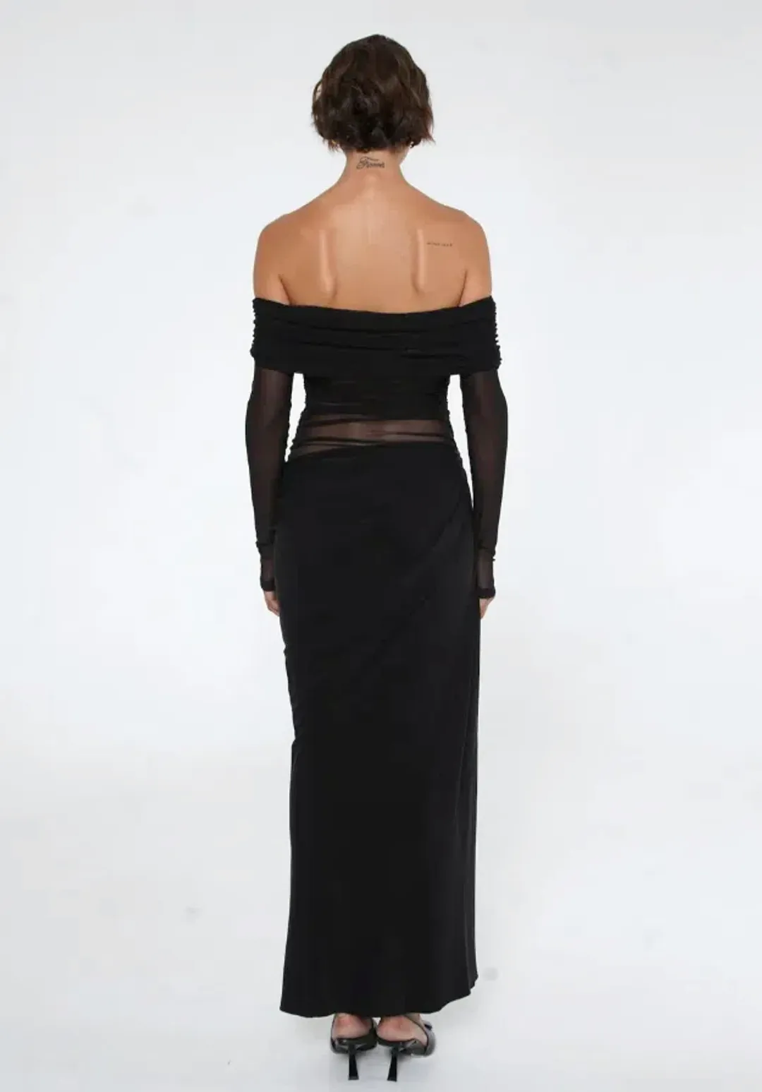 Benni Yasmin Off-Shoulder Maxi Dress Black Size 8 for rent on The Volte - main image
