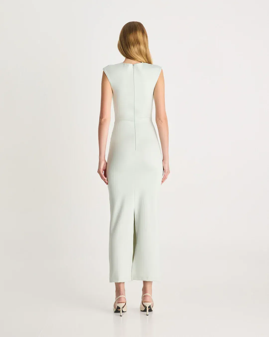 Romy Scuba Gathered Dress Mint Size 12  for rent on The Volte - main image