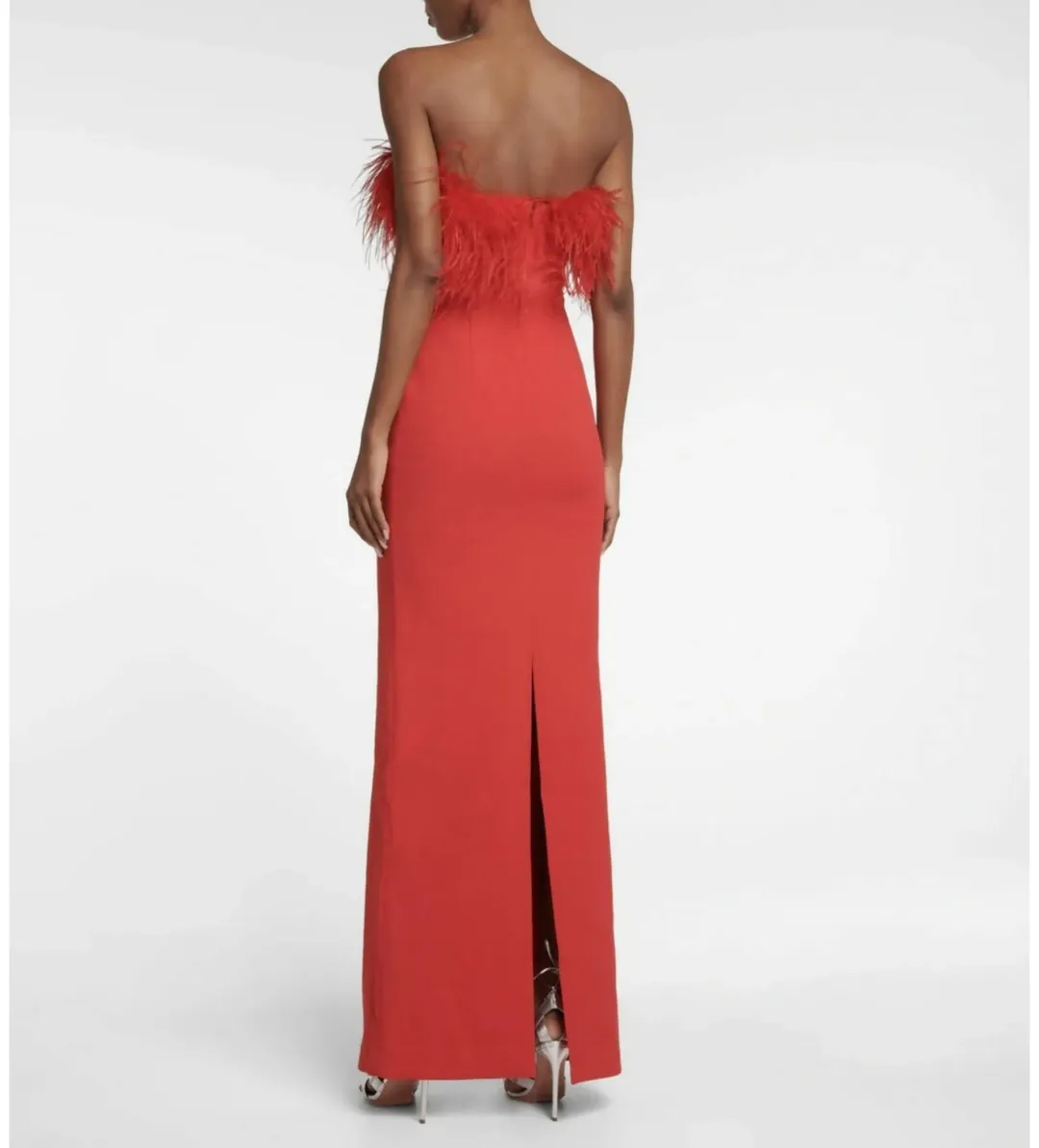 Rebecca Vallance Scarlett Strapless Feather Gown Red Size 6  for rent on The Volte - main image