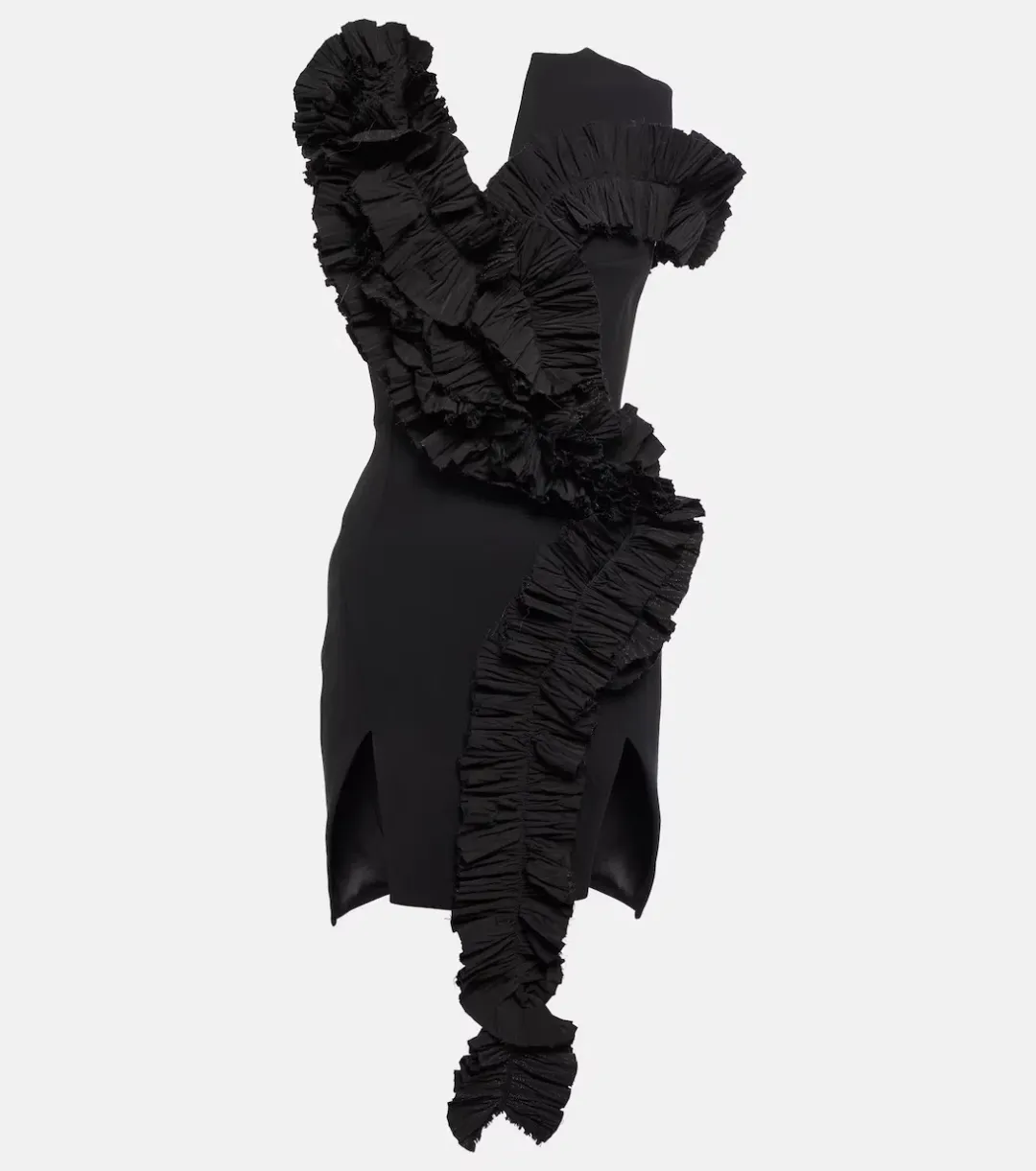 Toni Maticevski Avery Ruffled Crepe Mini Dress Black Size 8 for rent on The Volte - main image