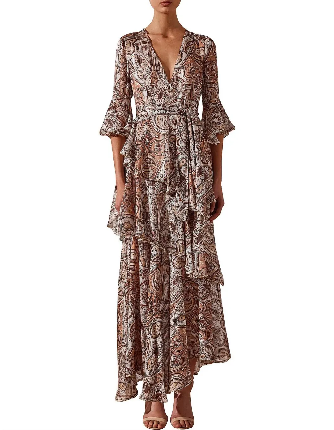 Shona Joy Pallenberg Tiered Maxi Dress Print Size 10 for rent on The Volte - main image