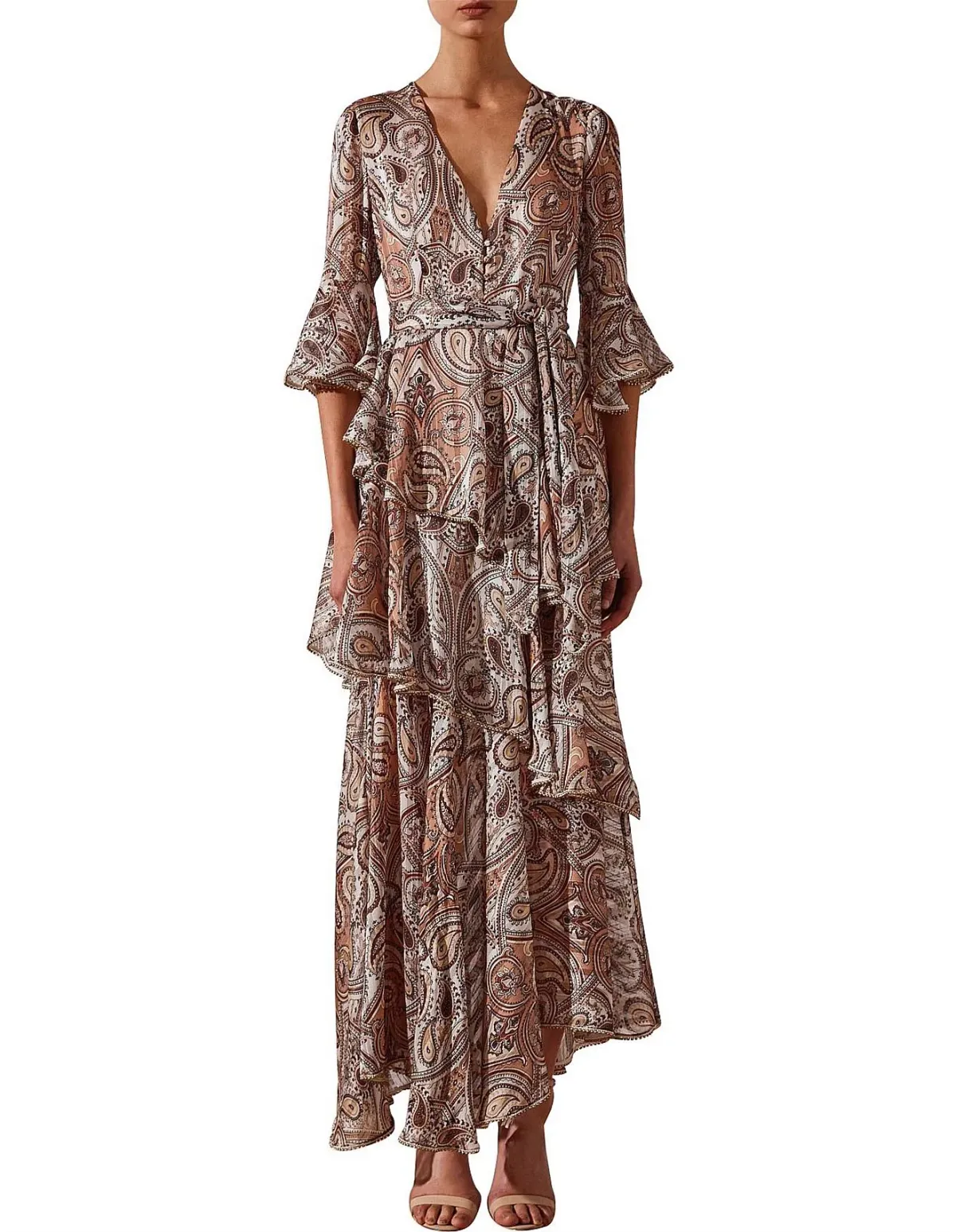Shona Joy Pallenberg Tiered Maxi Dress Print Size 10 for rent on The Volte - main image