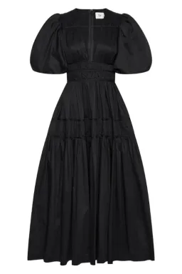 Aje Fallingwater Ruched Midi Dress in Black Size AU 16 for rent on The Volte - image 4