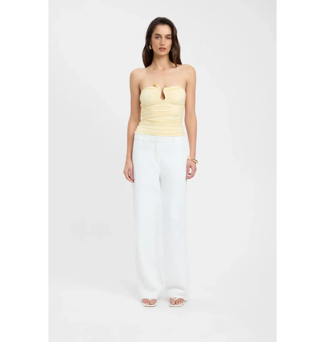 Kookai Tayla Trim Top Butter Yellow Size AU 6 for rent on The Volte - main image