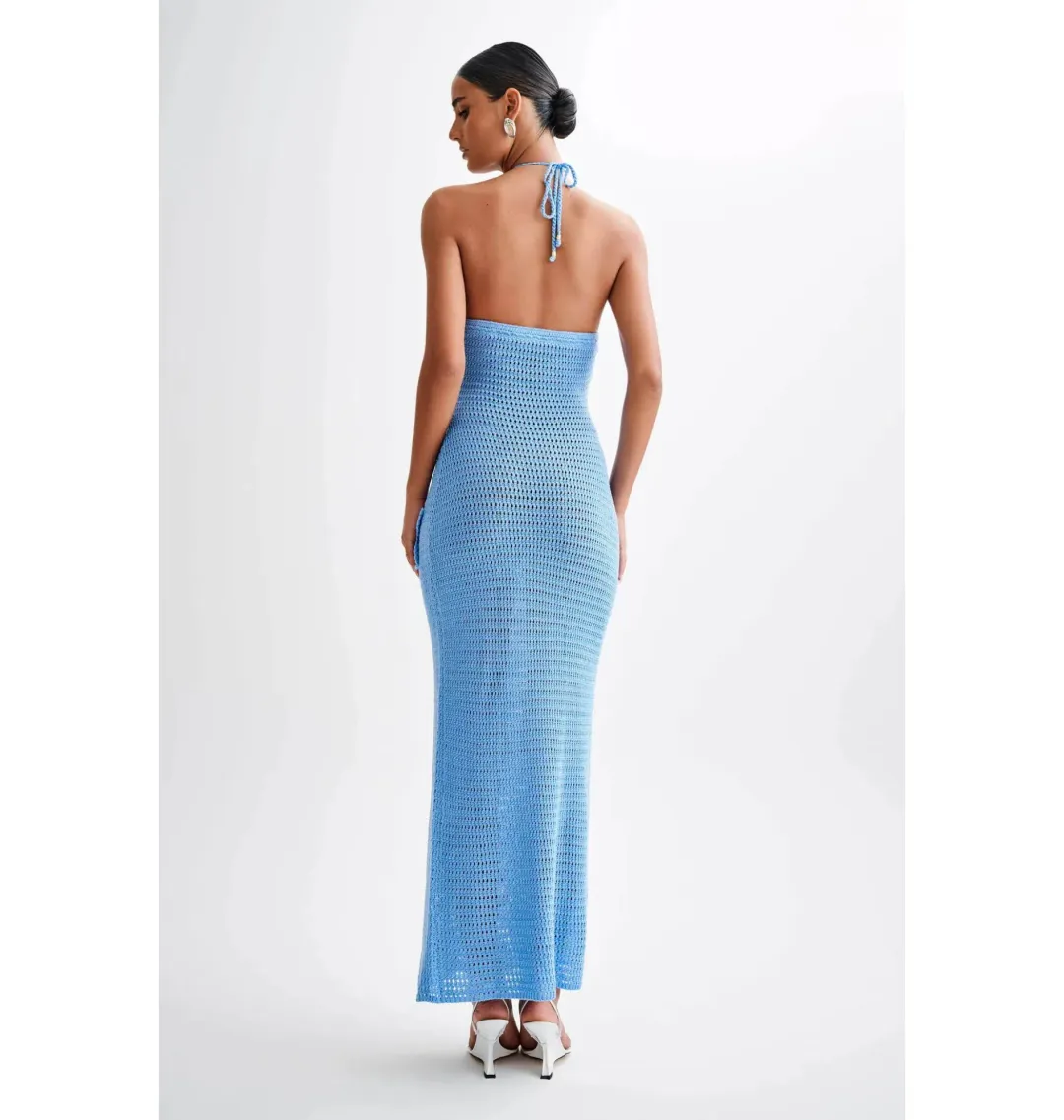 Meshki Floral Crochet Maxi Dress Cornflower Blue Size Small / AU 8 for rent on The Volte - main image