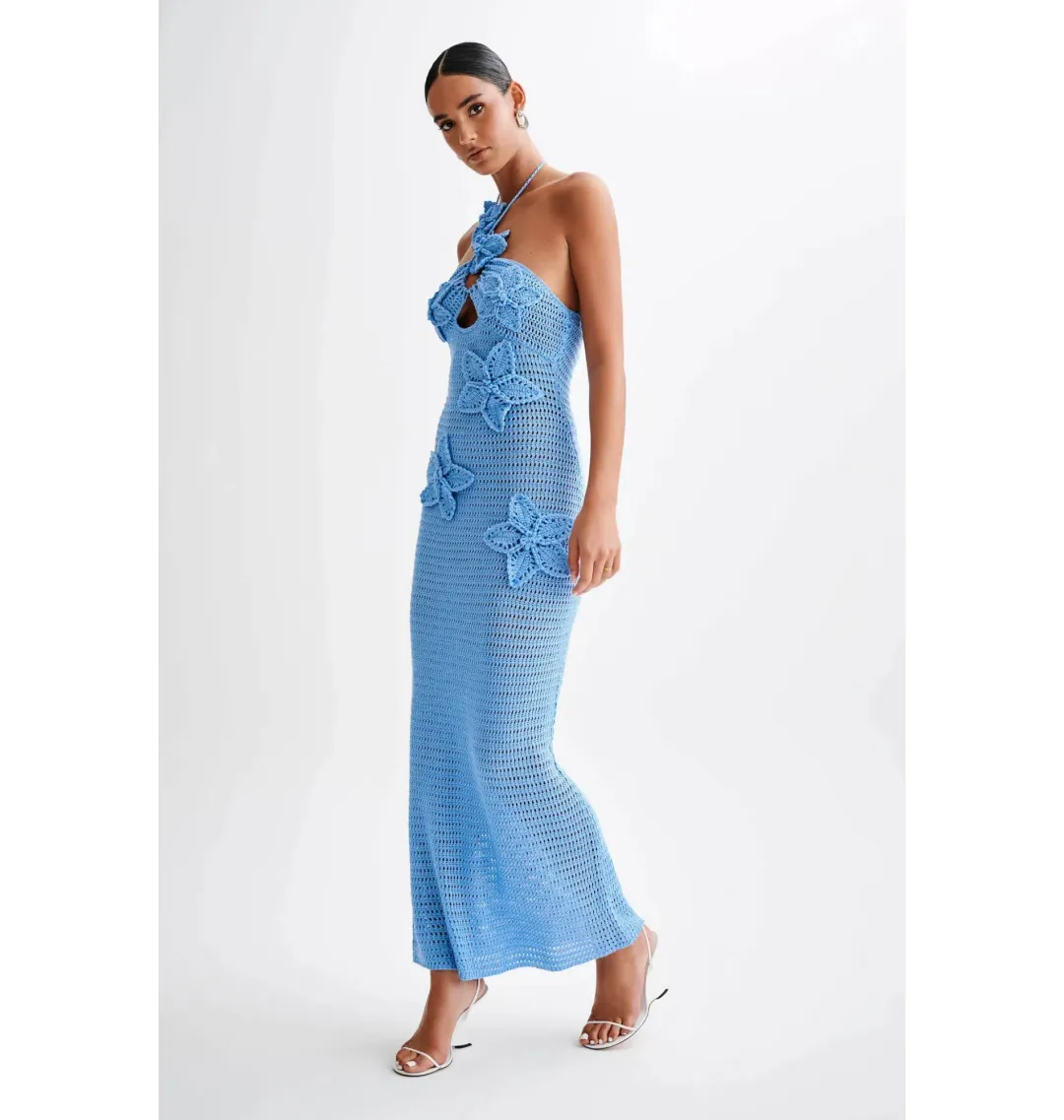 Meshki Floral Crochet Maxi Dress Cornflower Blue Size Small / AU 8 for rent on The Volte - main image