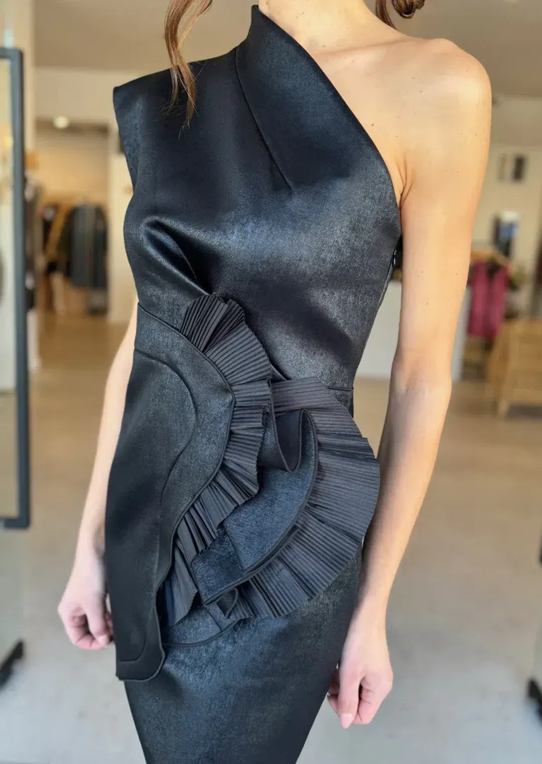 Acler Webster Mini Dress Metallic Black Size 8 for rent on The Volte - main image