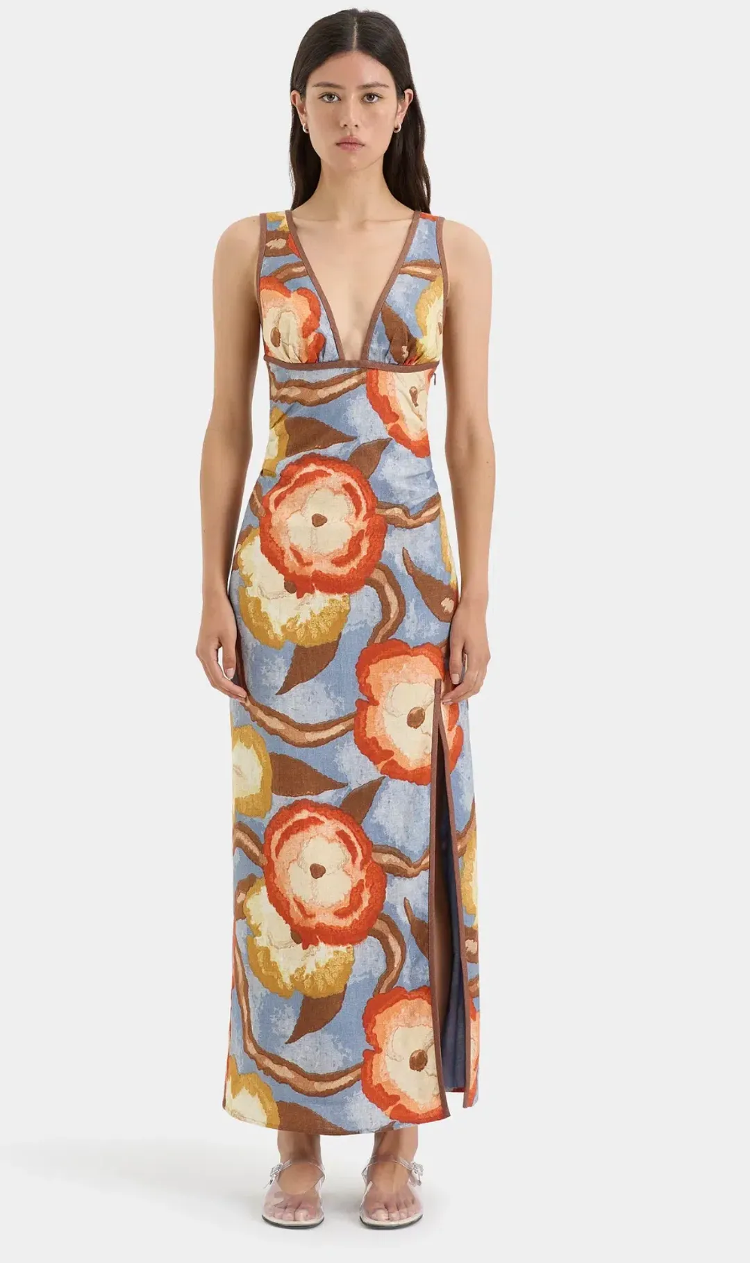 Sir the Label Avery V Neck Midi Dress Size 10 for rent on The Volte - main image