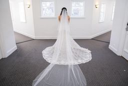 Galia Lahav white lace wedding dress size 8 for rent on The Volte - image 2