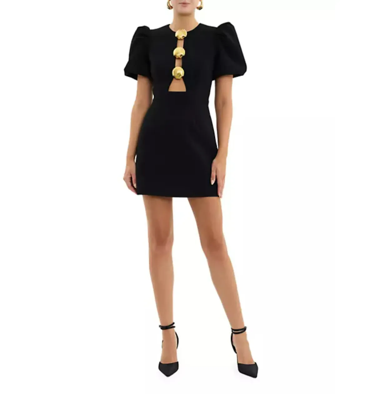 Rebecca Vallance Sirene Puff Sleeve Mini Dress Black Size AU 8 for rent on The Volte - main image