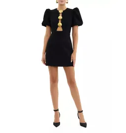 Rebecca Vallance Sirene Puff Sleeve Mini Dress Black Size AU 8 for rent on The Volte - image 1