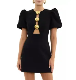 Rebecca Vallance Sirene Puff Sleeve Mini Dress Black Size AU 8 for rent on The Volte - image 2