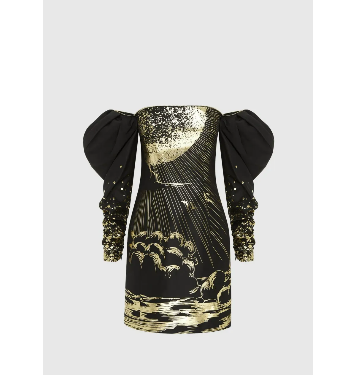 Leo Lin Gillian Off Shoulder Bustier Mini Dress in Moonlight Print Size AU 8 for rent on The Volte - main image