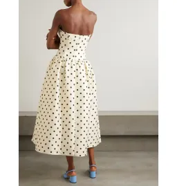 Self Portrait Taffeta Midi Dress Cream Polka Dot Size AU 8 for rent on The Volte - image 5