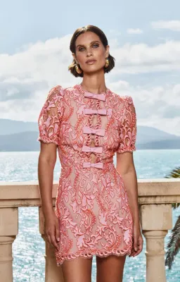 Rebecca Vallance Maribella Bow Mini Dress Pink Size AU 8 for rent on The Volte - image 2