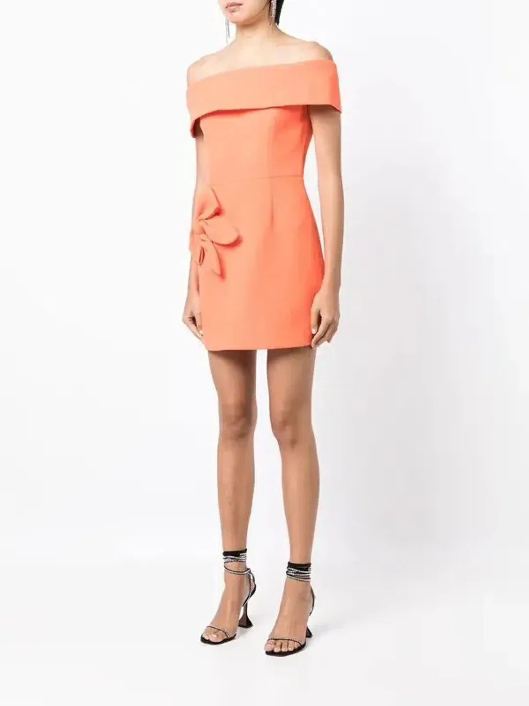 Rebecca Vallance Loretta Off Shoulder Mini Dress Orange Size 10 for rent on The Volte - main image