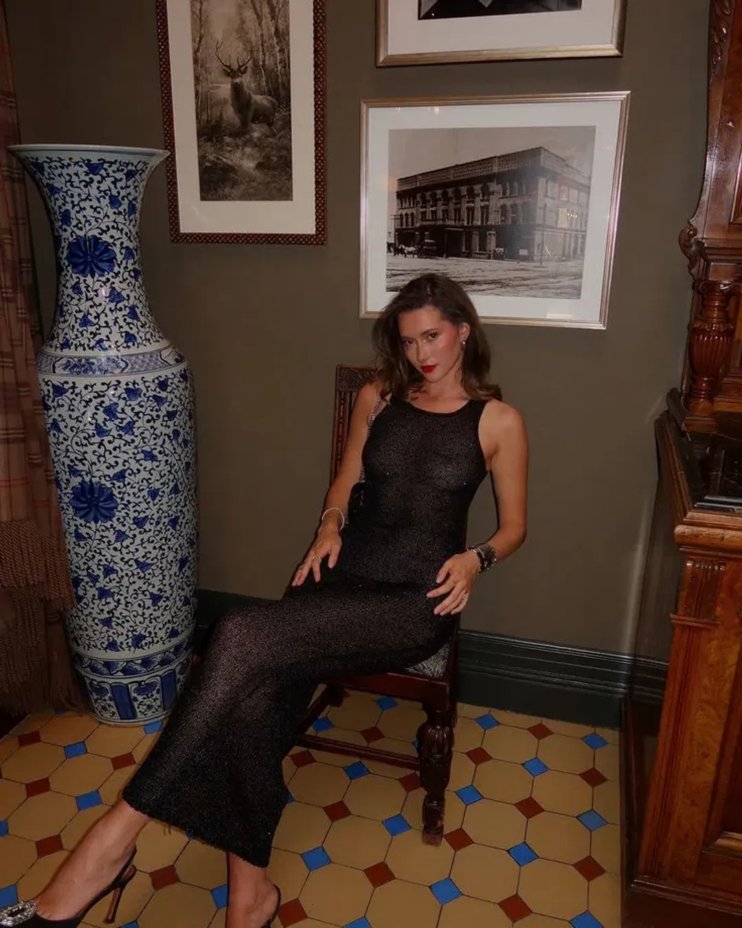 Asta Resort Natalia Long Maxi Dress in Black Sequin Size M / AU 10 for rent on The Volte - main image