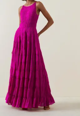 Aje Rosewood Ruched Maxi Dress Magenta Size 14 for rent on The Volte - image 3