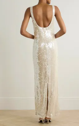 Simkhai Bex Sequined Tulle Maxi Long Dress in Cream Size US 6 / AU 10 for rent on The Volte - image 2