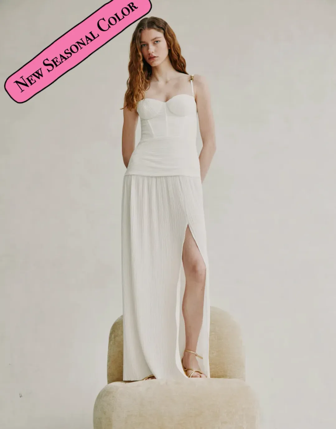 Manning Cartell Double Time Pleat Dress in White | Size S Small AU 8 for rent on The Volte - main image