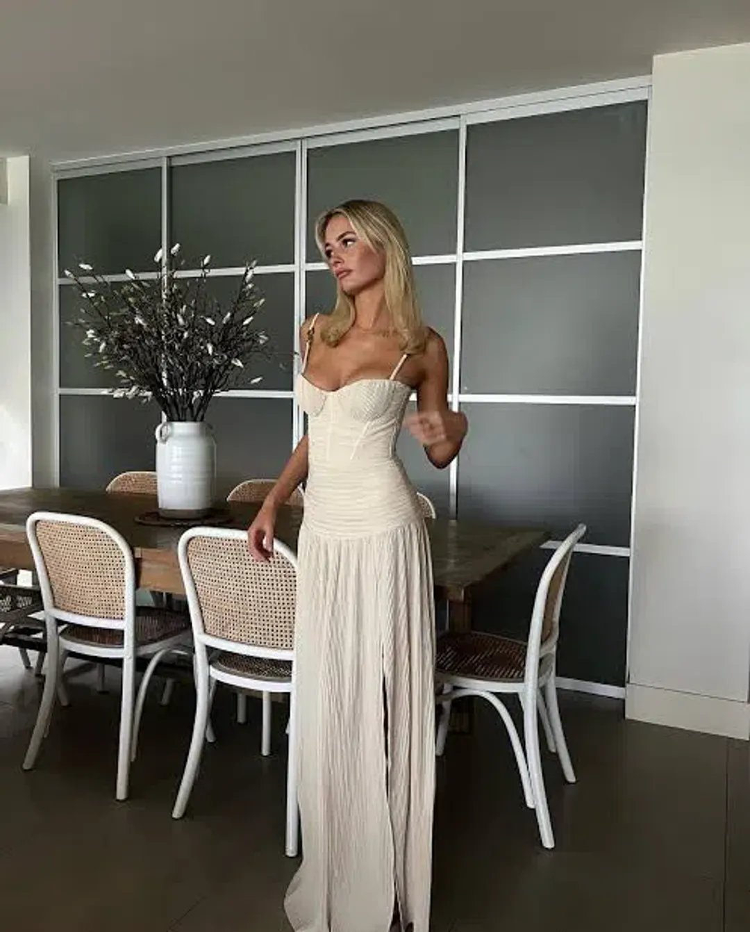 Manning Cartell Double Time Pleat Dress in White | Size S Small AU 8 for rent on The Volte - main image