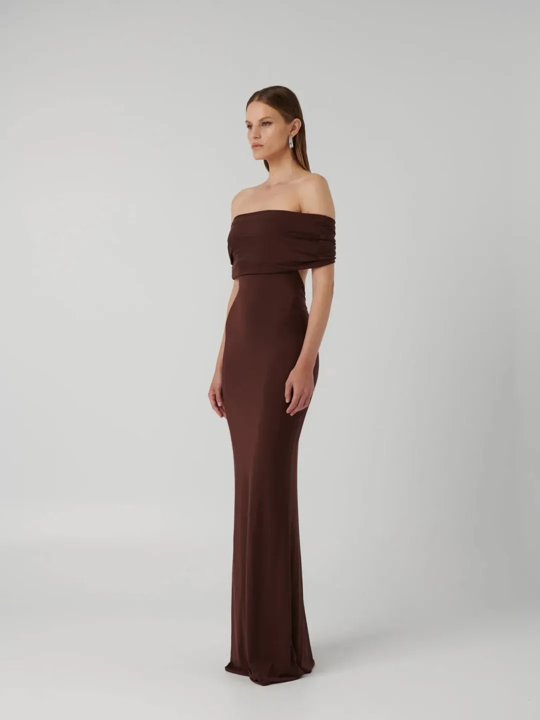 Effie Kats Viela Gown Cocoa Brown Size XS (6 AU) for rent on The Volte - main image