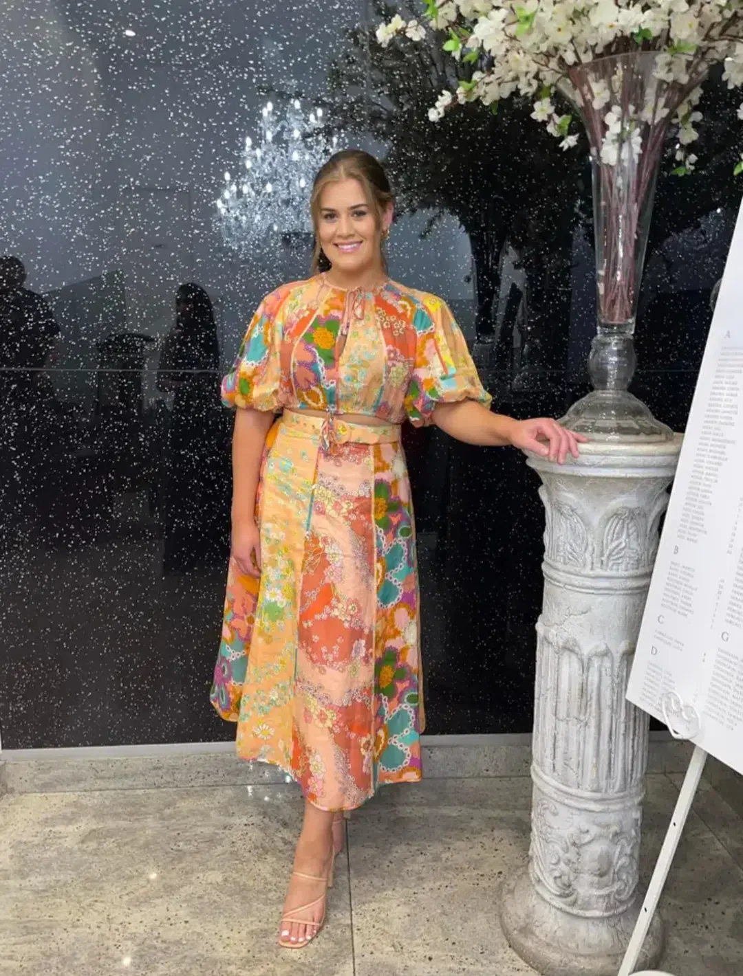 Zimmermann Lola Panelled Crop & Skirt Set in Spliced Floral Size 0 / AU 8 for rent on The Volte - main image