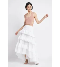 Aje Mimosa El Paso Tiered Maxi Skirt White Size 10  for rent on The Volte - image 1
