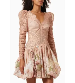 Zimmermann The Dancer Lace Mini Dress in Blush Garden Floral Size 1/Au 8  for rent on The Volte - image 2