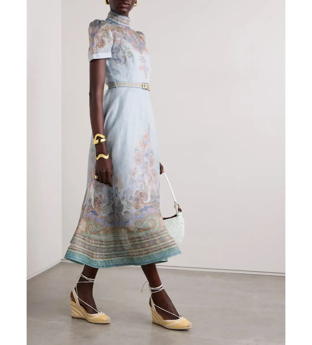 Zimmermann The Eden Belted Midi Dress in Blue Paisley Size 2 /12 for rent on The Volte - main image