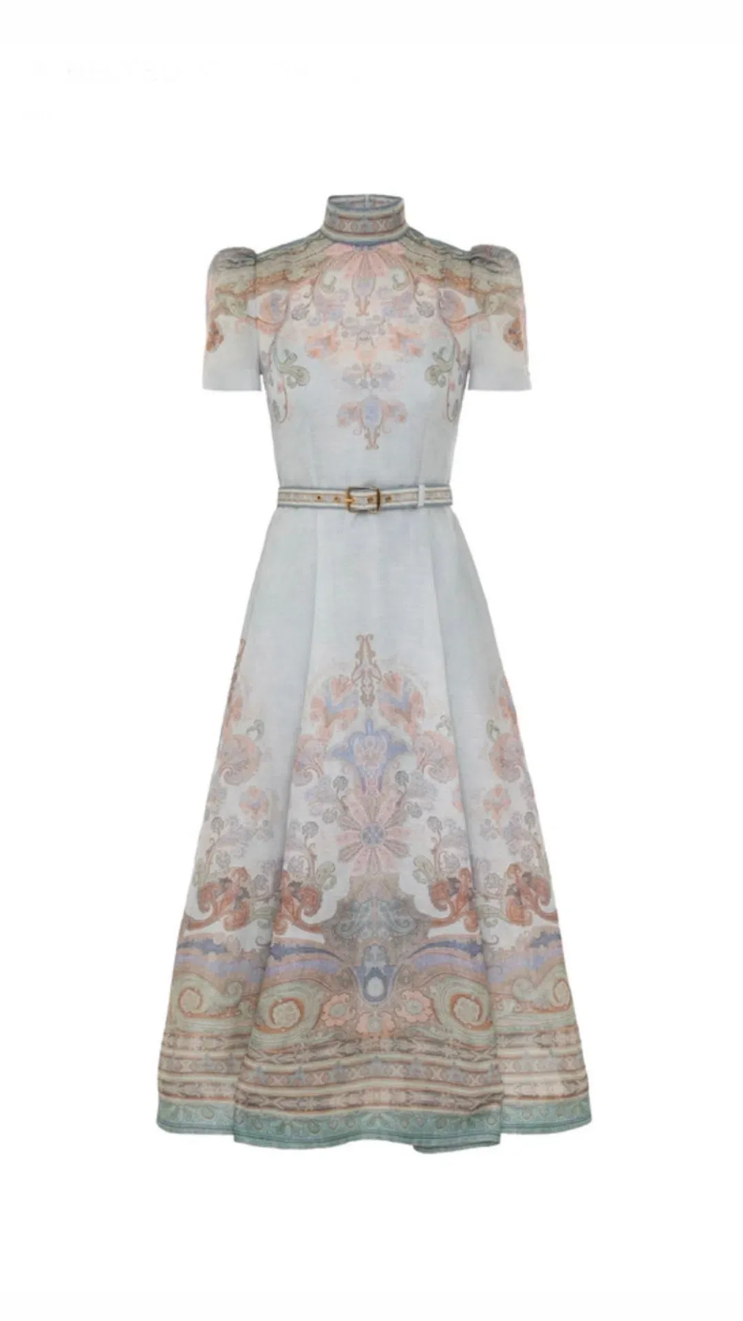 Zimmermann The Eden Belted Midi Dress in Blue Paisley Size 2 /12 for rent on The Volte - main image