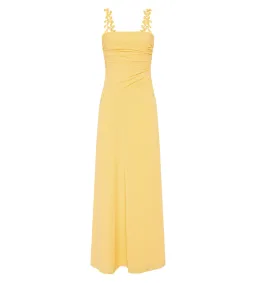 AJE Soulful Pom Pom Midi Dress Yellow Size 8 for rent on The Volte - image 3