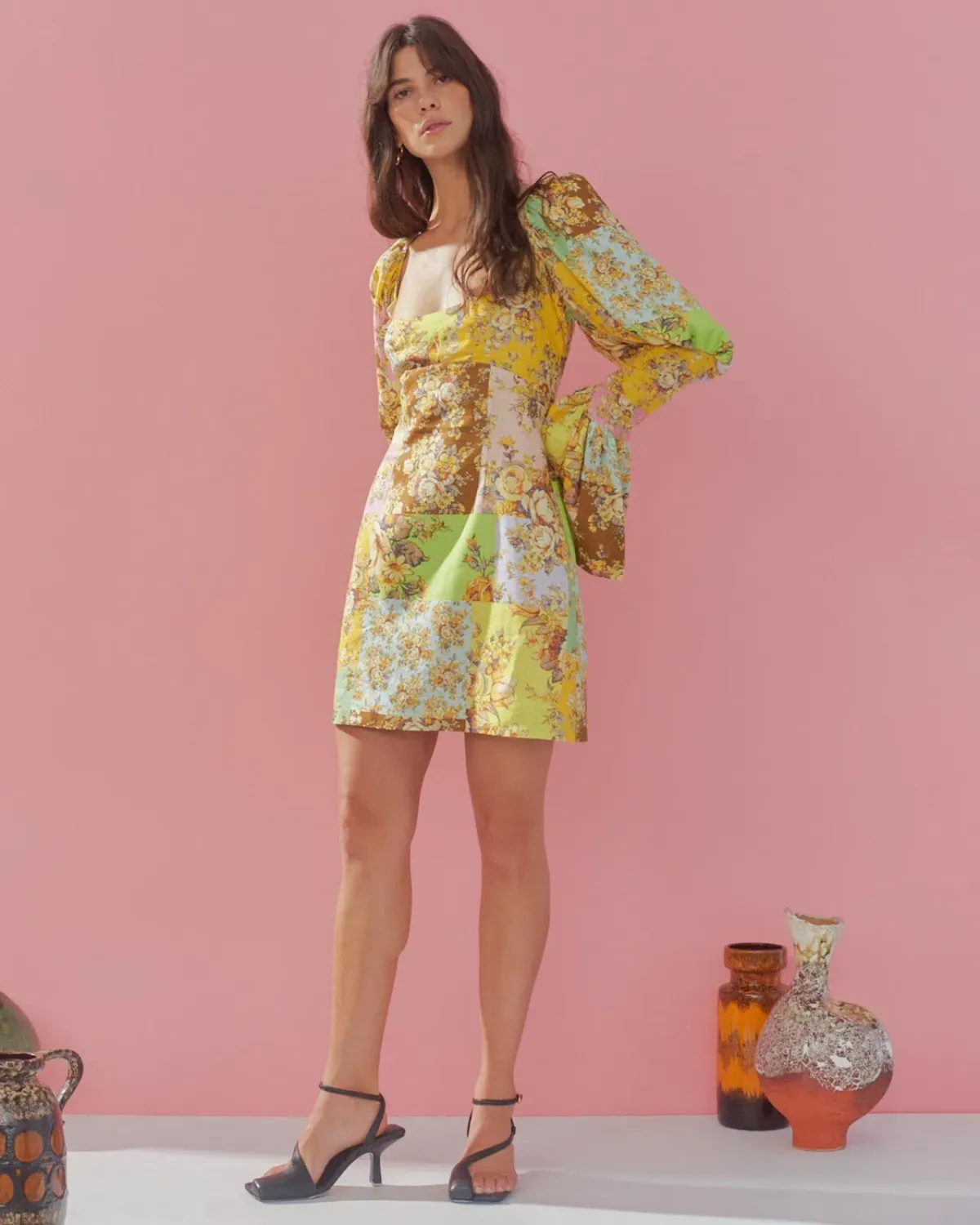 Alemais Matilde Puff Sleeve Mini Dress Multi Size 10  for rent on The Volte - main image