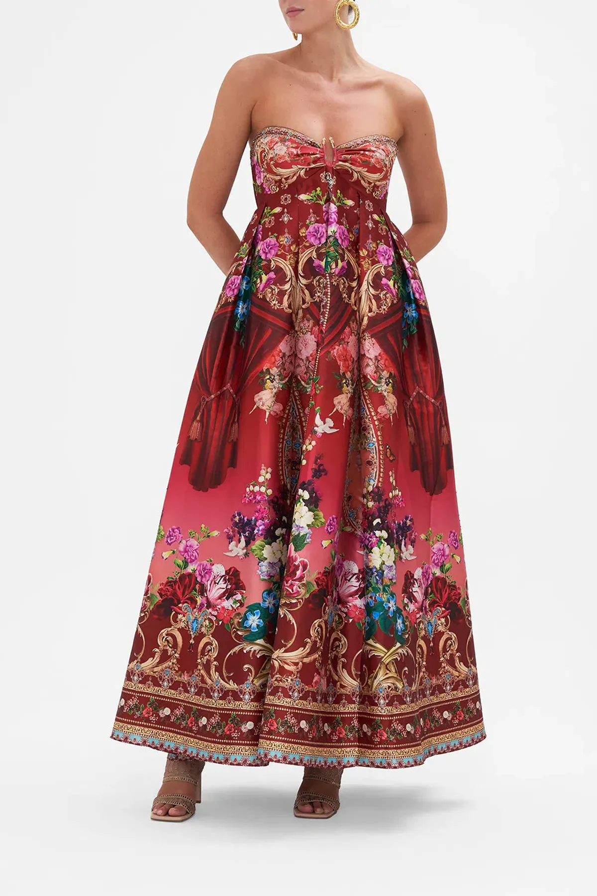 Camilla Strapless Maxi Dress Rites of Roses Size 10 for rent on The Volte - main image