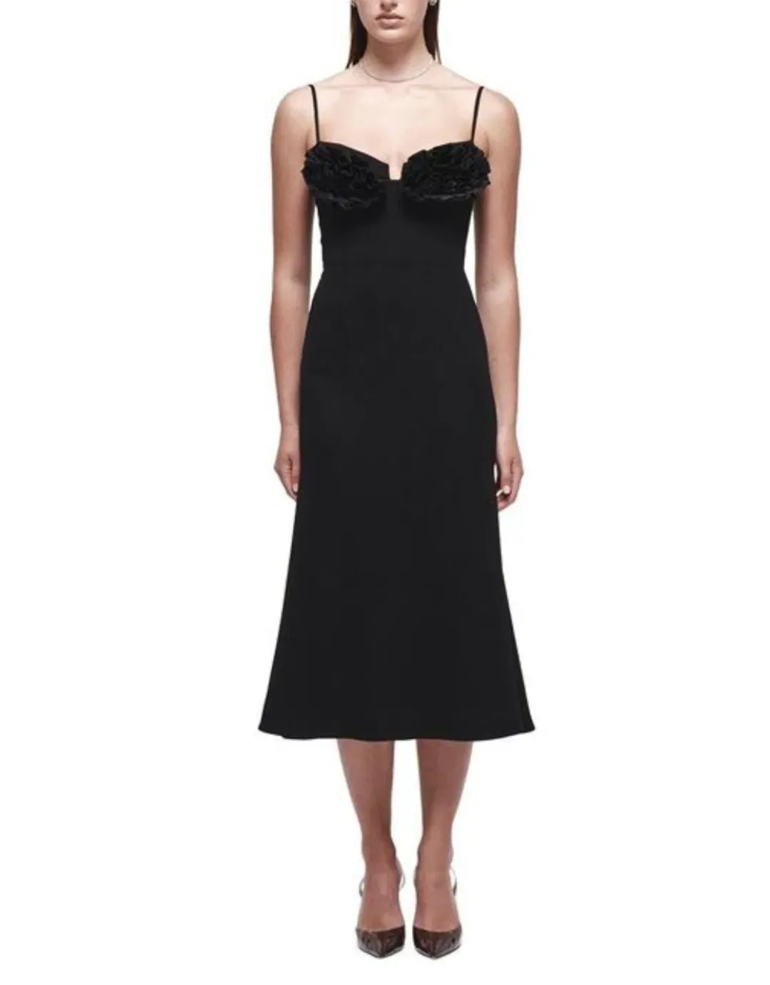 Rachel Gilbert Margot Midi Dress Black Size 3 / AU12 for rent on The Volte - main image