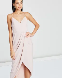 Shona Joy Core Cocktail Draped Midi Dress Ballet Pink Size 6 for rent on The Volte - image 2